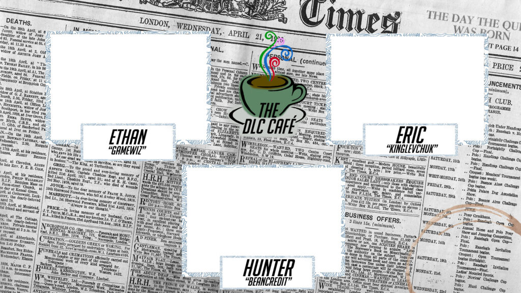 The DLC Café podcast livestream overlay.